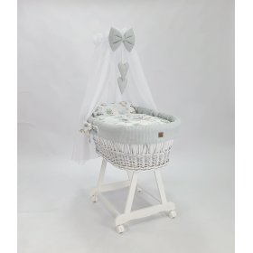 Fehér fonott ágy felszereléssel baba számára - Sün, Ourbaby®