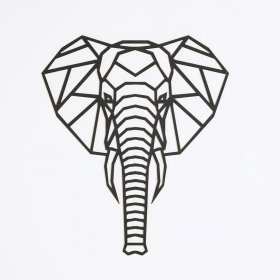 Fából készült geometrikus festmény - Elefánt - különböző színekben