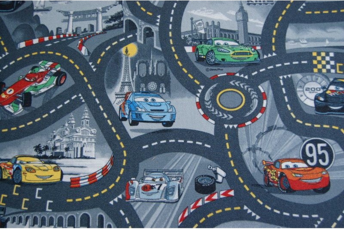 Childrens szőnyeg - szürke utca CARS Childrens szőnyeg - szürke utca CARS