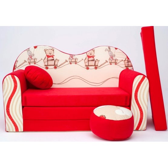 Gyerek kanapé mackó - piros