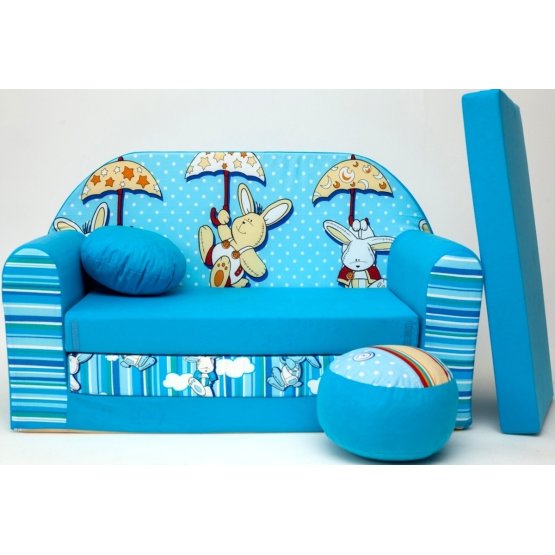 Gyerek kanapé nyuszikák - kék