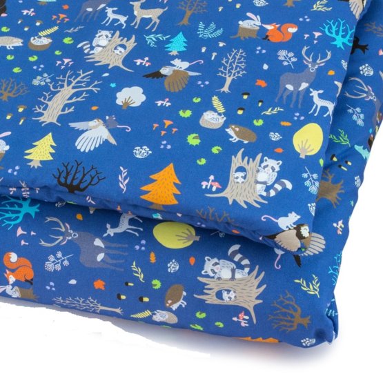 Bélelt ágynemű szett - erdei állatkák - kék