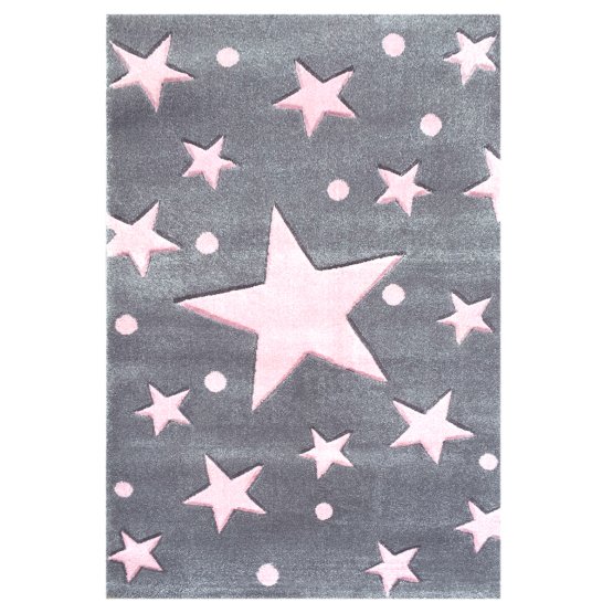 Gyerek szőnyeg STARS ezüst-szürke-rózsaszín