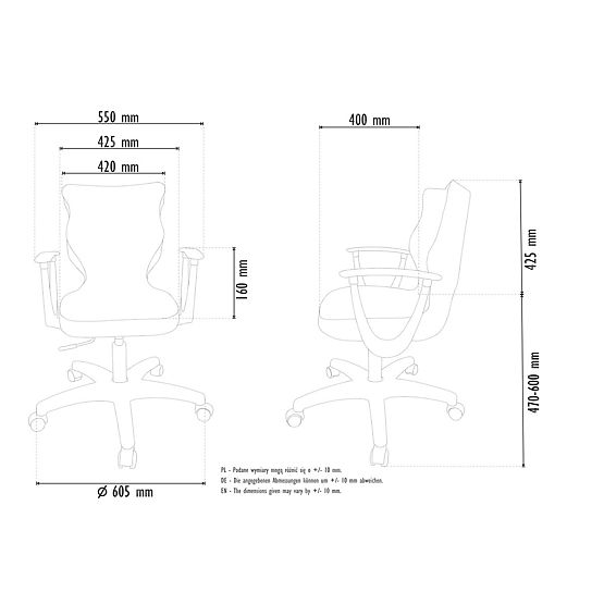 Állítható magasságú irodai szék 159-188 cm - szürke