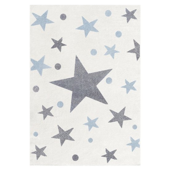 Gyerek szőnyeg STARS krémszínű - kék