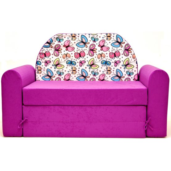 Gyerek kanapé TIMI JUNIOR - pillangók - rózsaszín