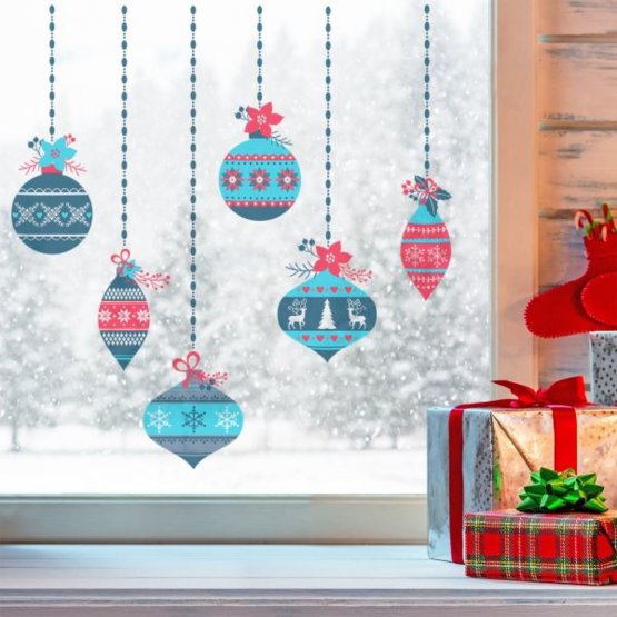 Ablak dekoráció - karácsonyi díszek