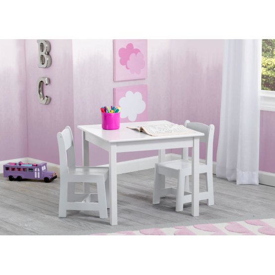 Gyerek asztal székekkel - fehér
