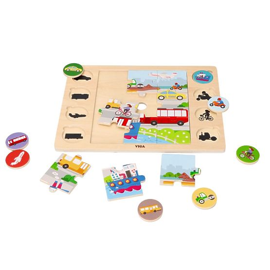2 az 1-ben Járművek kirakó - puzzle és árnyékkereső játék