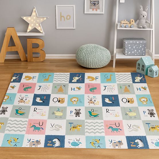 200x150 cm-es gyermek habszőnyeg, oktató, kétoldalas, növekedési skála, ábécé, ECOTOYS