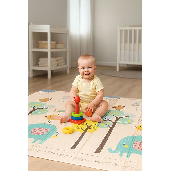 200x180 cm-es habszivacs gyerek játszószőnyeg, oktató, kétoldalas, növekedési skála, ábécé, ECOTOYS