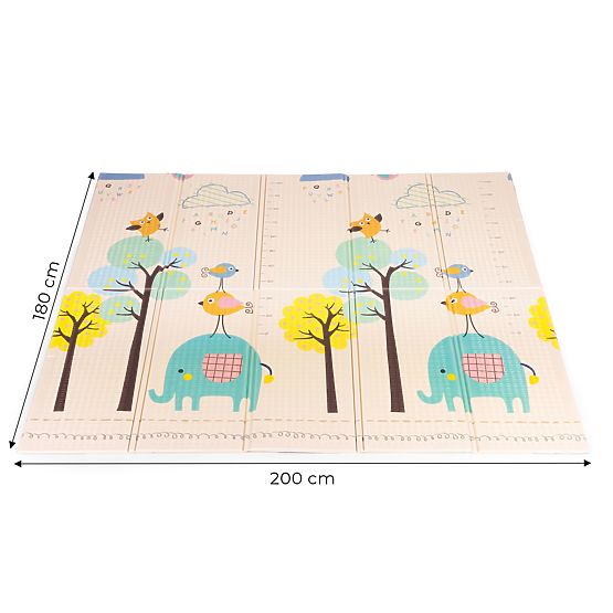 200x180 cm-es habszivacs gyerek játszószőnyeg, oktató, kétoldalas, növekedési skála, ábécé, ECOTOYS