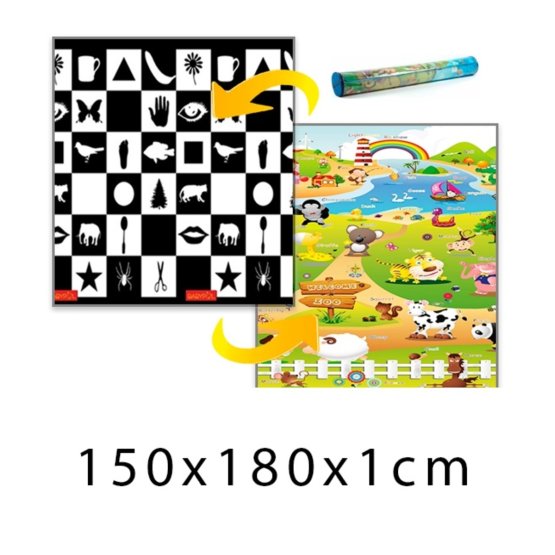 Gyerek habszivacs szőnyeg - sakktábla minta + farm - 150x180x1 cm