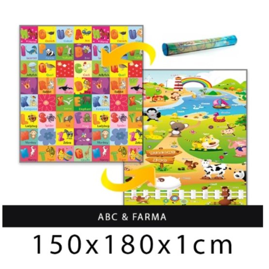 Gyerek habszivacs szőnyeg - ABC + farm - 180x150x1 cm