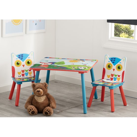 Gyerek asztal székekkel - erdei állatkák
