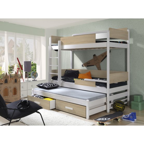 Ourbaby emelet ágy  ágy Quatro - tölgy sonoma-fehér