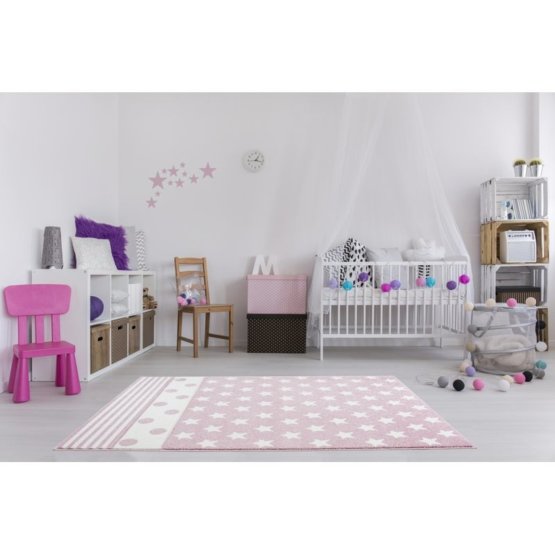 Gyerek szőnyeg STARPOINT - rózsaszín / fehér