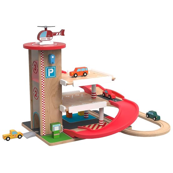 2Kids Toys Fa garázs vonatpályával