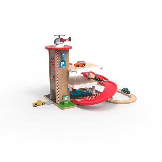 2Kids Toys Fa garázs vonatpályával