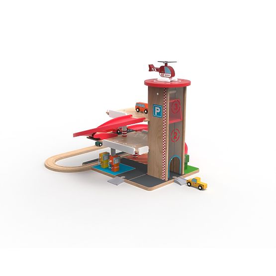 2Kids Toys Fa garázs vonatpályával