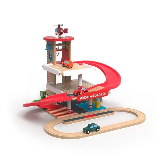 2Kids Toys Fa garázs vonatpályával
