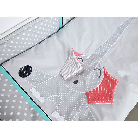 3-részes ágyneműhuzat szett - elefánt - szürke