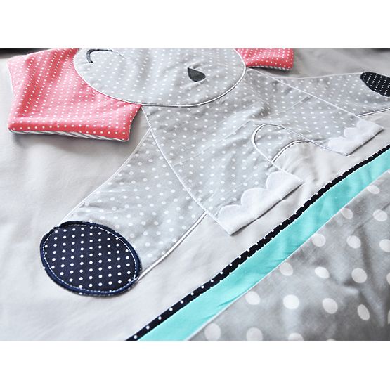 3-részes ágyneműhuzat szett - elefánt - szürke