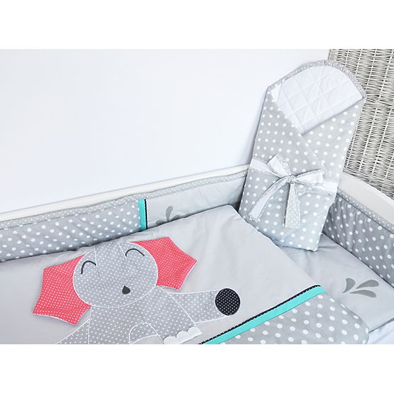 3-részes ágyneműhuzat szett - elefánt - szürke