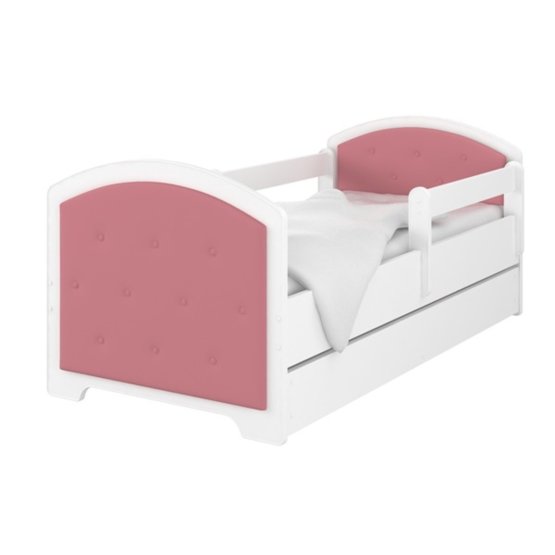 Kárpitozott ágy Luna leesésgátlóval - rózsaszín