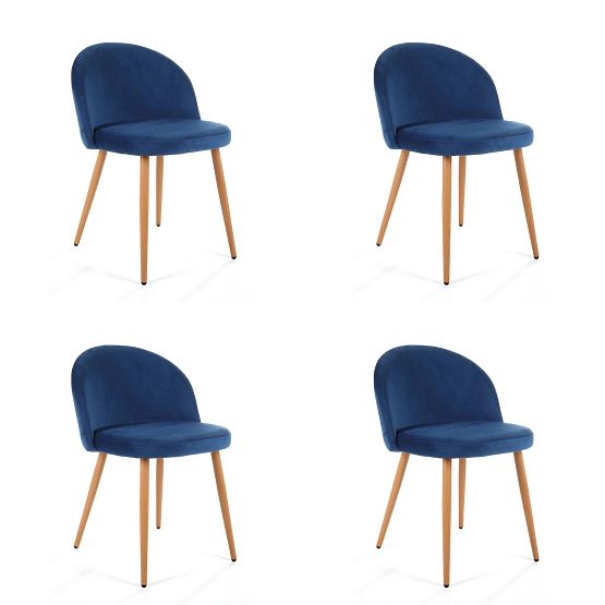 4 x Bársony kárpitozott szék SJ.075 Kék