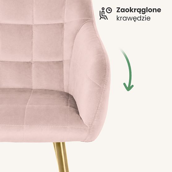 4x Kárómintás Kárpitozott Szék Púderrózsaszín LUXANO Arany Lábakkal