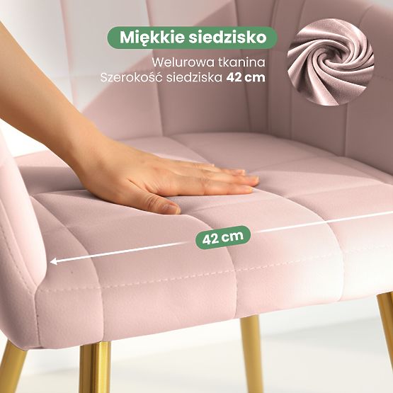 4x Kárómintás Kárpitozott Szék Púderrózsaszín LUXANO Arany Lábakkal
