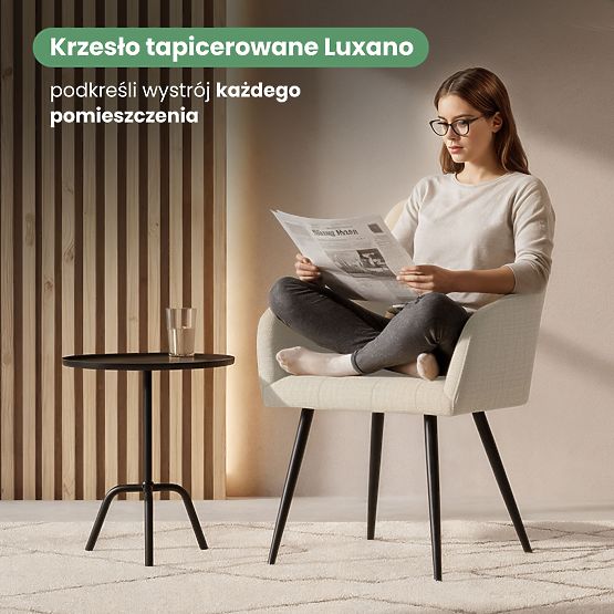 4x Kárpitozott szék négyzetes steppelés Bézs LUXANO Fekete lábak Lumos szövet