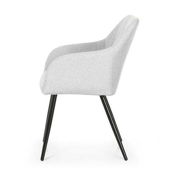 4x Kárpitozott szék négyzetes steppelés Világosszürke LUXANO Fekete lábak Lumos szövet