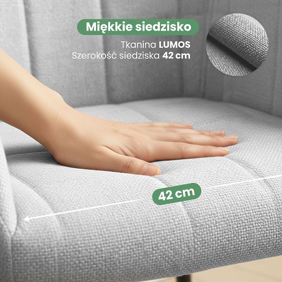 4x Kárpitozott szék négyzetes steppelés Világosszürke LUXANO Fekete lábak Lumos szövet