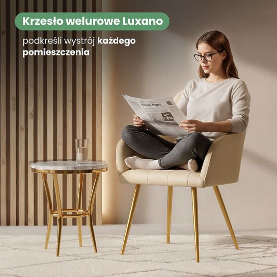 4x Kárpitozott szék négyzetes steppeléssel Bézs LUXANO Arany lábak
