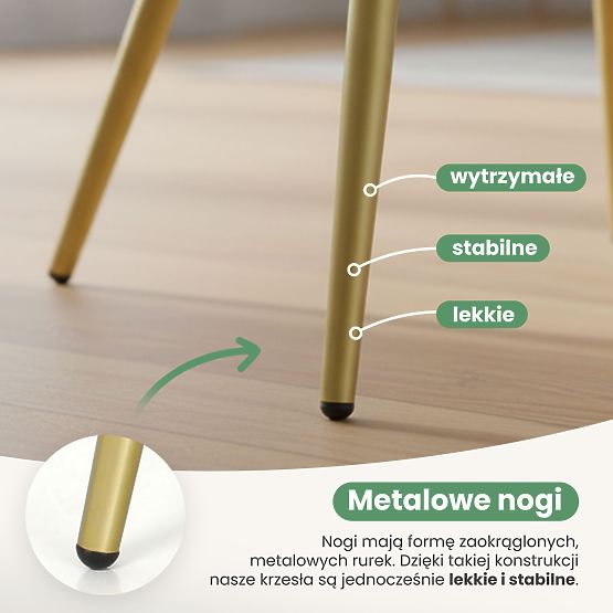 4x Kárpitozott szék négyzetes steppeléssel Bézs LUXANO Arany lábak