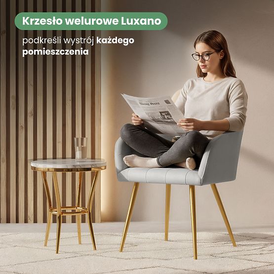4x Kárpitozott szék négyzetes steppeléssel Szürke LUXANO Arany lábak