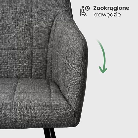 4x Kárpitozott szék négyzetes steppelésű Sötét Grafit LUXANO Fekete lábak Lumos szövet