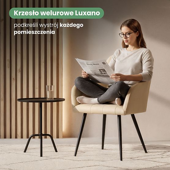 4x Kárpitozott szék négyzetes tűzéssel Bézs LUXANO Fekete lábak