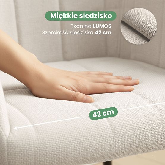 4x Kárpitozott szék négyzetes tűzéssel Krémszínű LUXANO Fekete lábak Lumos szövet