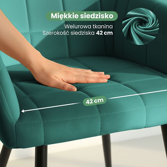 4x Kárpitozott szék négyzetes tűzéssel Palackzöld LUXANO Fekete lábak