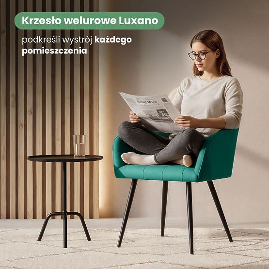 4x Kárpitozott szék négyzetes tűzéssel Palackzöld LUXANO Fekete lábak