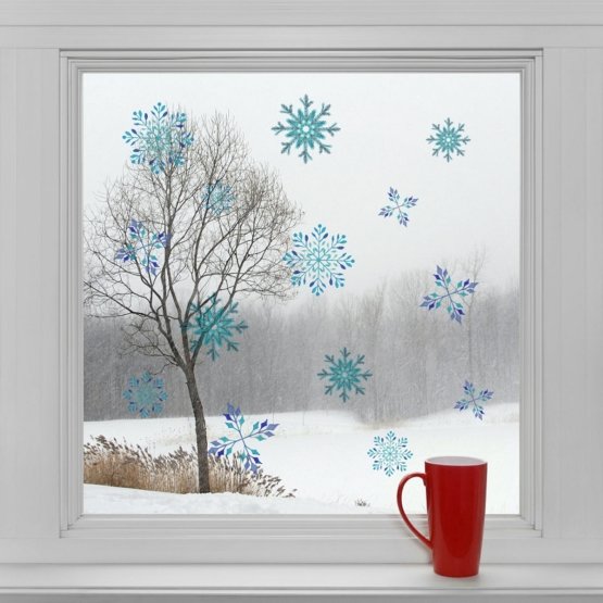 Karácsonyi ablakdekoráció - hópelyhek