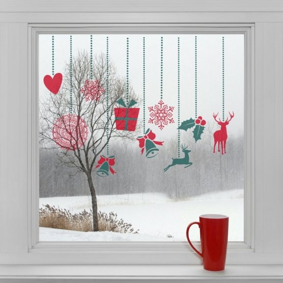 Karácsonyi ablak dekoráció - karácsonyi díszek