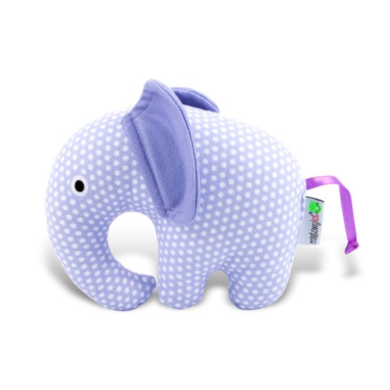 Textil játék - lila pöttyös elefánt 