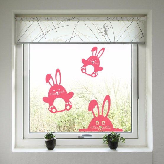 Húsvéti ablak dekoráció - nyuszikák
