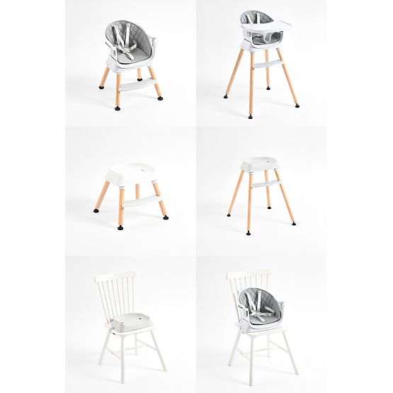 6 az 1-ben gyerek etetőszék steppelt huzattal és szürke tálcával ECOTOYS