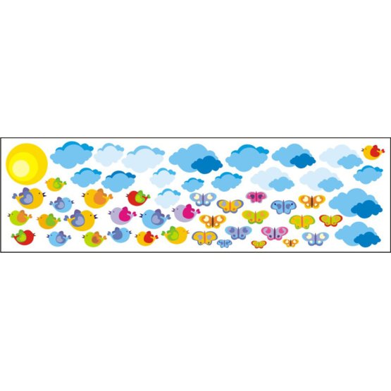 Öntapadó dekoráció - felhők és madárkák 0,5 m²