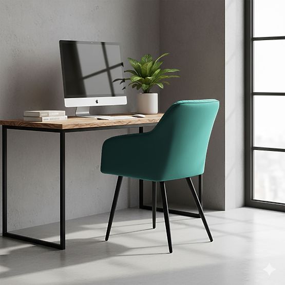 6x Bársony kárpitozott szék varrással Palackzöld FLORENCE Fekete lábak